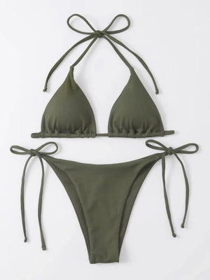 Sexy Three-piece Ribbed Two-piece Swimsuit Bikini