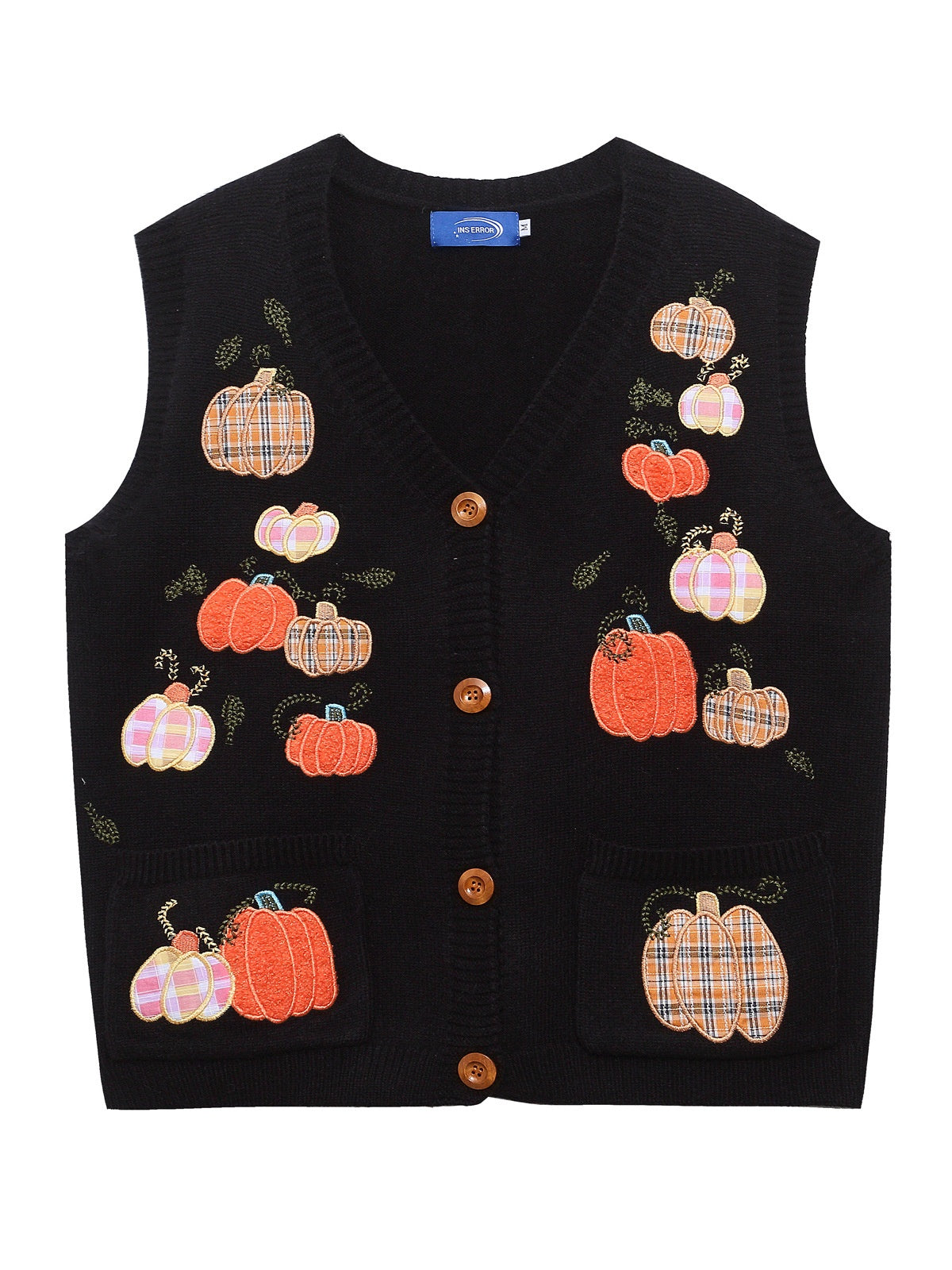 Halloween Fun Little Pumpkin Embroidery V-neck Sweater Vest