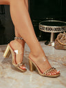 Women's High-heeled Sandals With Metal Chain