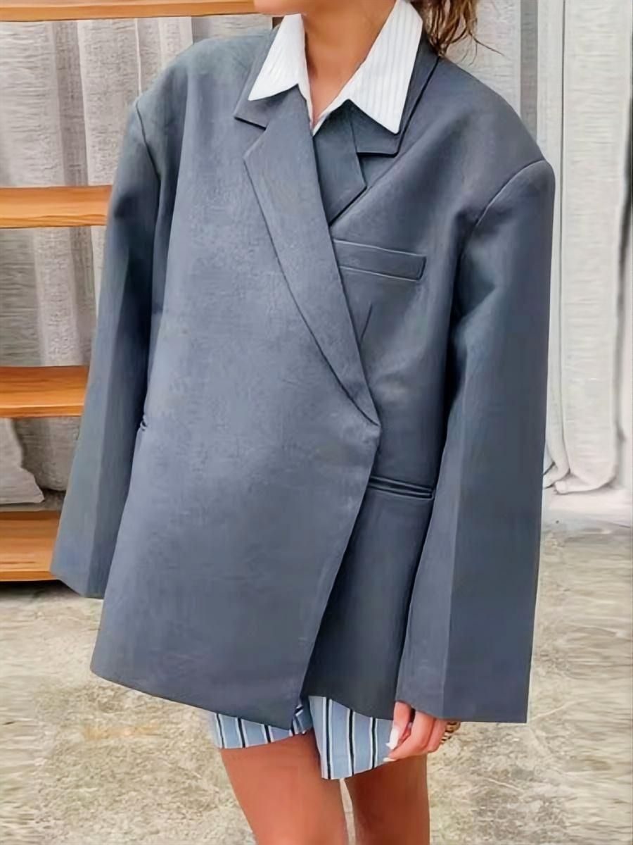 Blazers décontractés à revers et poches latérales