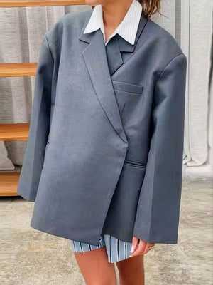 Blazers décontractés à revers et poches latérales