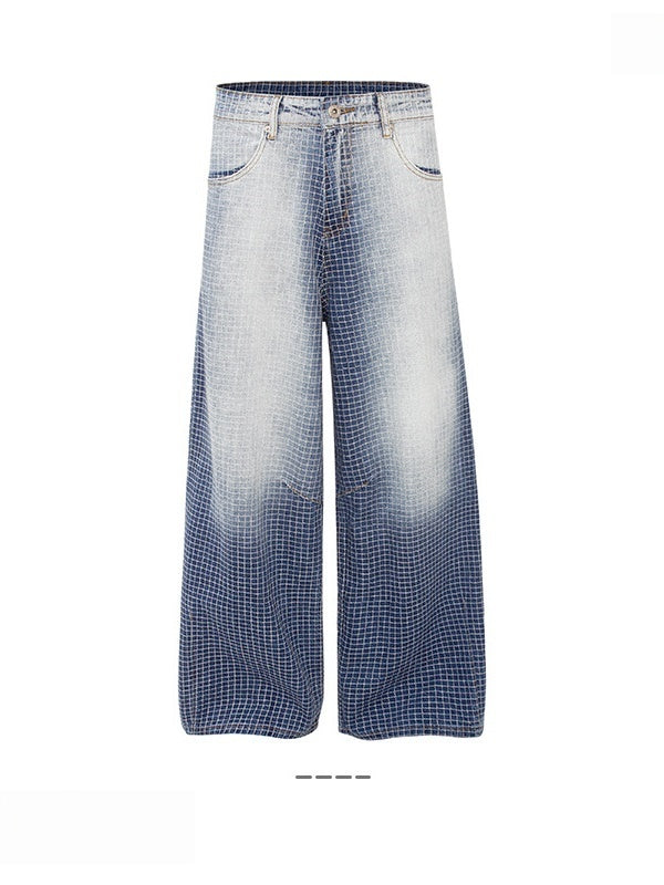 Baggy Washing Gradient Mesh Jeans