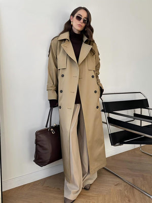 Pure Cotton Retro Loose Belted Trench Coat