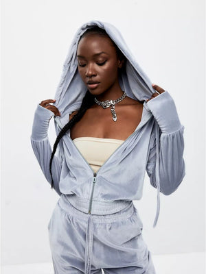 Liber Autumn women's elastic waist solid color clothing Sweatshirts&Hoodies Long sleeve cardigan two piece set