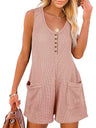 Casual Button-down Pocket Vest Jumpsuit