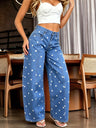 Polka Dot High-waisted Wide-leg Jeans
