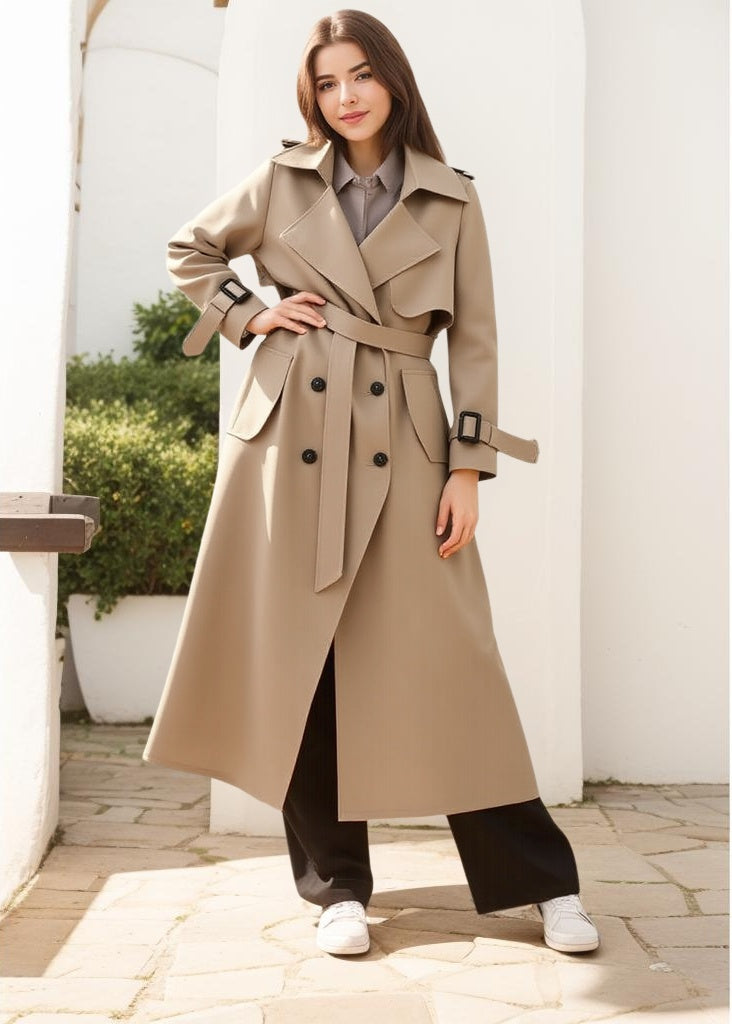Belt Buttons Long Trench Coats