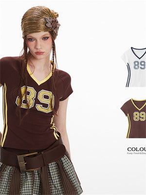 Liber Summer Women's Contrasting colors Letters/Numbers/Words T-shirts