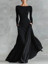 Patchwork Wrap Neckline Slimming Long Dress