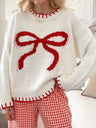 Christmas White Headgear Bow Sweaters