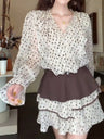 Korean Style Preppy Polka Dot Dress Two-piece Set