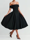 Backless And Off-shoulder Sexy Solid Color Long Dress