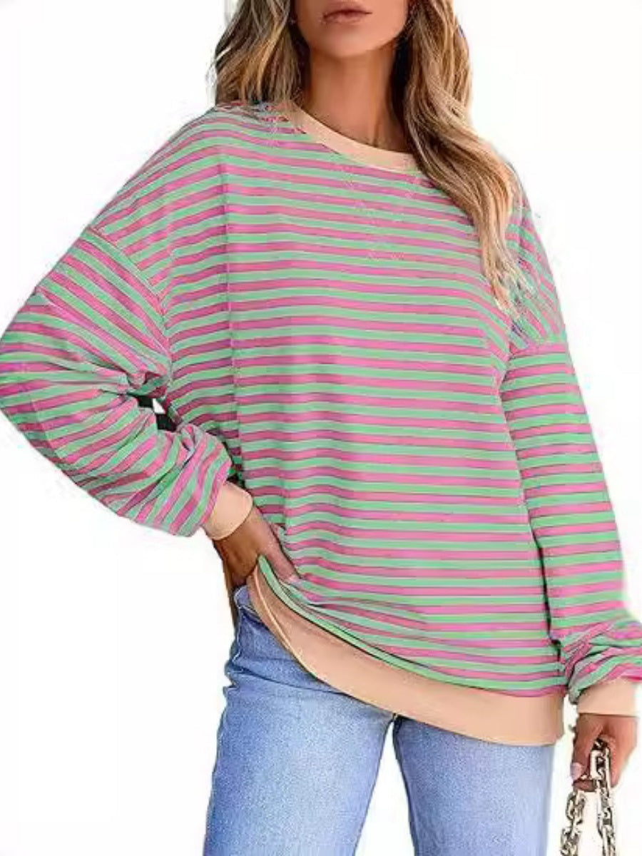 Liber Summer Women's Contrasting colors Stripes Sweatshirts&Hoodies