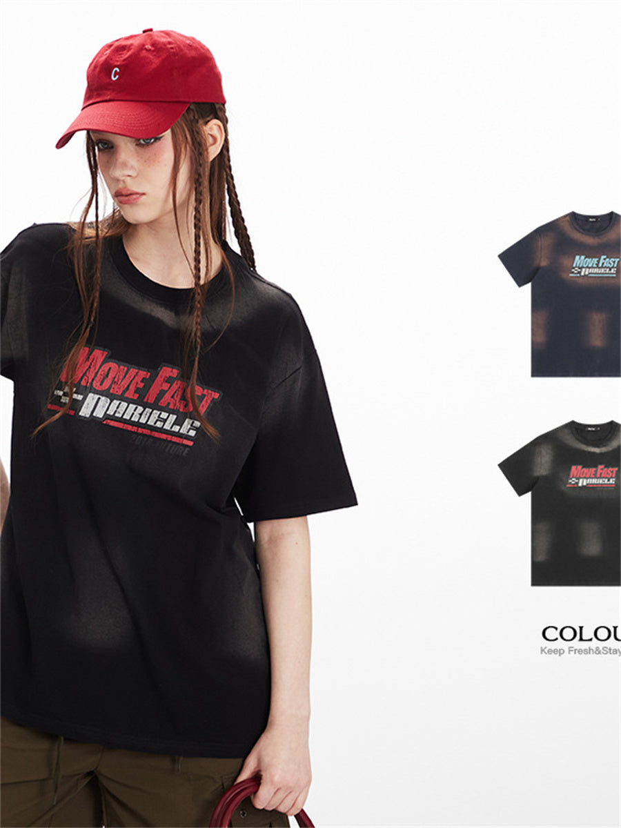 Liber Summer Women's Old Letters/Numbers/Words T-shirts