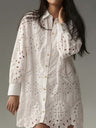 Solid Color Openwork Button-down Collar Shirt