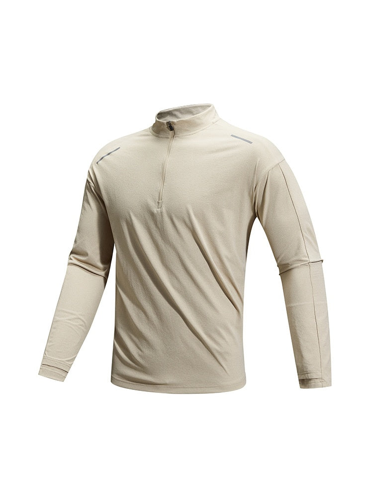 Outdoor Sunscreen Moisture Absorption Quick-drying Fitness Sports Antibacterial Mock Neck Long-sleeved T-shirt