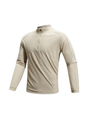 Outdoor Sunscreen Moisture Absorption Quick-drying Fitness Sports Antibacterial Mock Neck Long-sleeved T-shirt