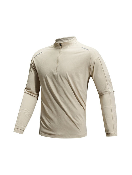 Outdoor Sunscreen Moisture Absorption Quick-drying Fitness Sports Antibacterial Mock Neck Long-sleeved T-shirt