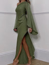 Off-shoulder Slit Flared Sleeves Formal Dress Maxi Dresses