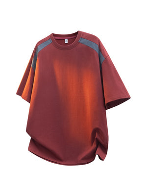 Retro Color-blocked Patchwork Loose-fit T-shirts
