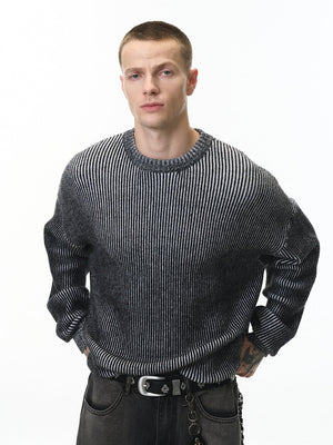 Cleanfit Two-color Loose All-match Crew Neck Sweater