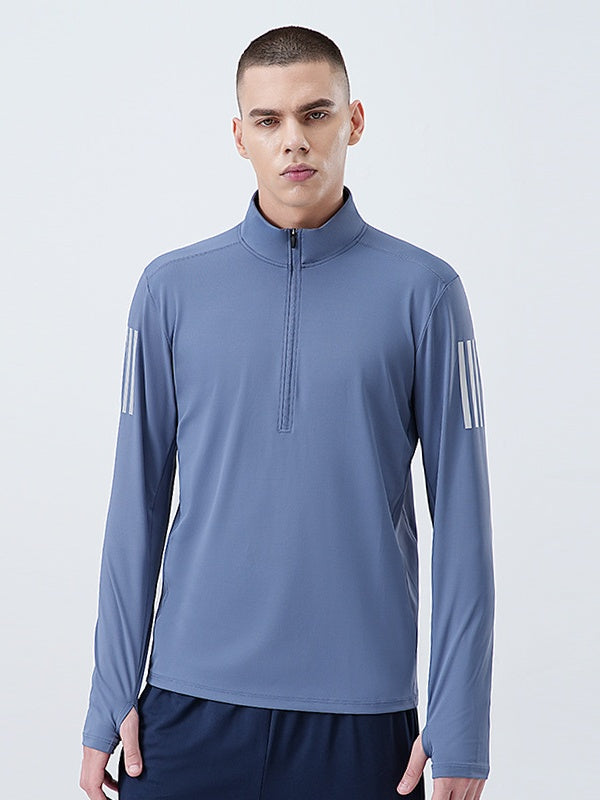 Fitness High Elasticity Quick-drying Long Sleeve Running Cycling Train Stand Collar Half Zipper Sweatshirts