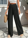 Asymmetrical High-waisted Loose-fitting Trousers With Pleats At The Waist