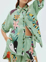 Printed Vacation Long-sleeved Shirt Shorts Set 2-piece Sets