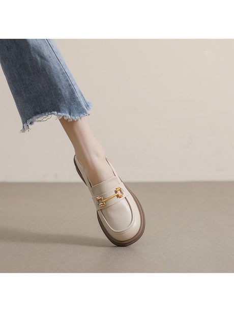 Liber Spring and Autumn Thick-soled Metal Buckle Women's Loafers
