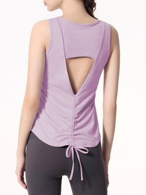 Quick-drying Cover-up Drawstring Open Back Sports Vest