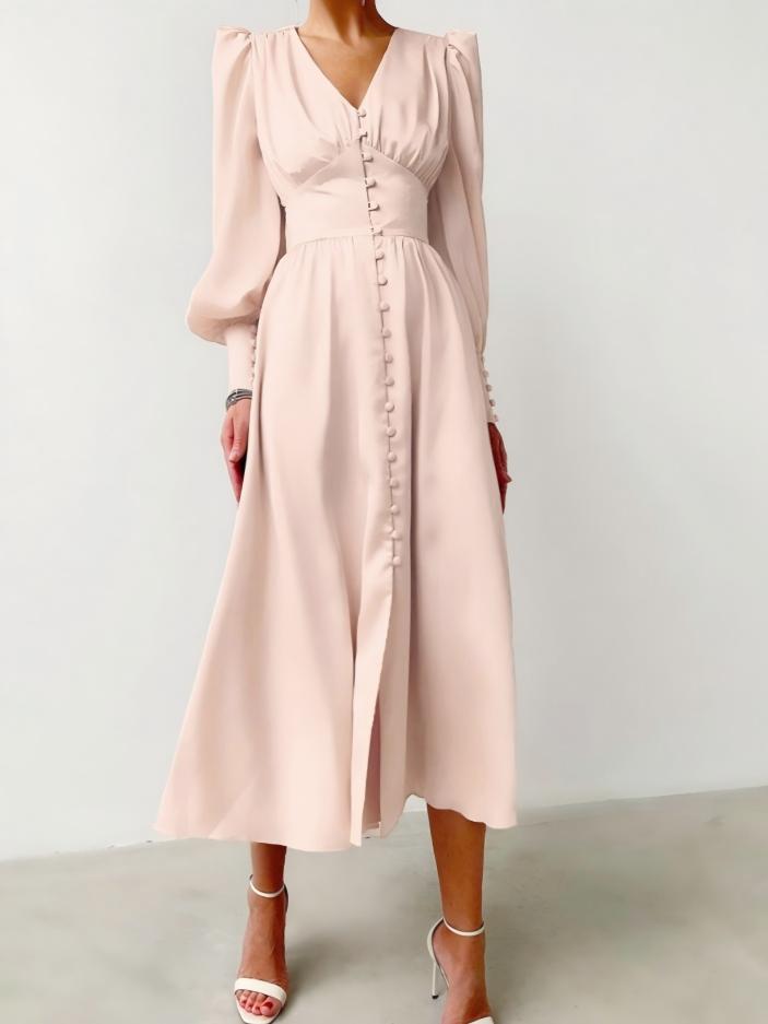 V-neck Satin Waist Retro Maxi Dresses