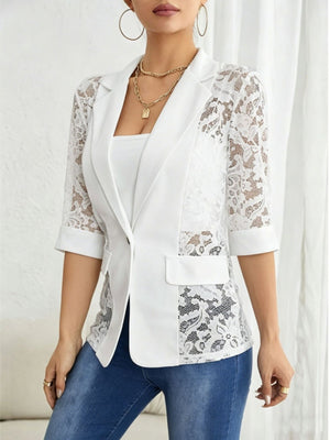 Three-quarter Sleeve Lace-trimmed Suit Jacket