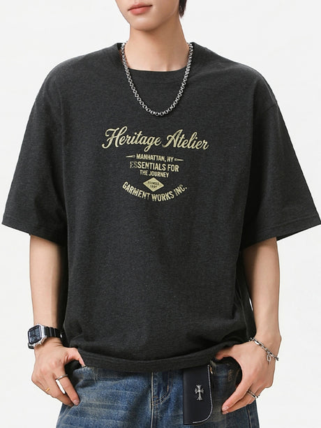 Distressed Mottled Letter Printed T-shirts