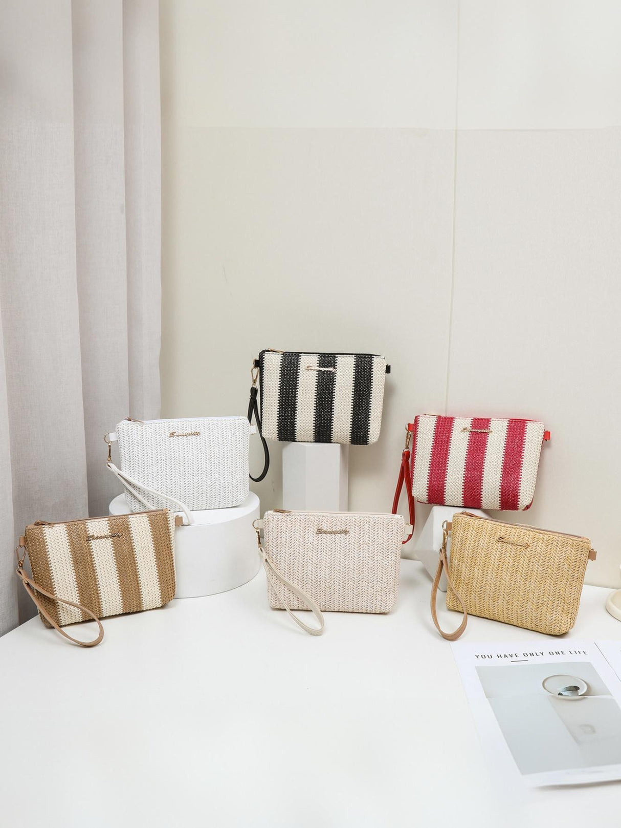 Resort Striped Straw Crossbody Bag