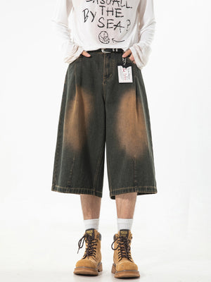 【EXPÉDITION NORMALE】Short 7 points délavé et usé, coupe ample