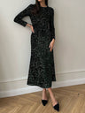 Slim Fit Velvet Sequins Long Sleeve Maxi Dresses