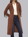 Faux Fur Coat Suit Collar Long Tassel Long Sleeve Suede Workplace Coats