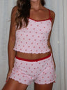 Cherry Print Suspender Shorts Pajama Set