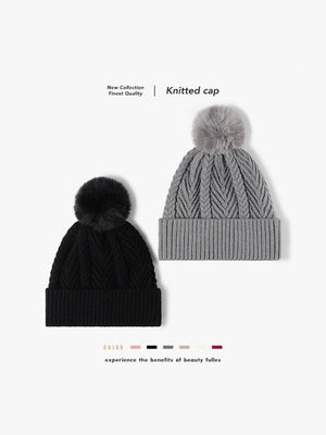 Bonnet à pompon jacquard, bonnet d'hiver en maille épaisse, doublure polaire chaude, taille unique