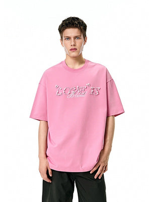Letter Beading Loose-fit T-shirts