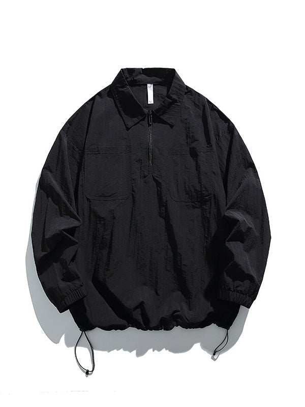 Outdoor Mountain Climbing Water Proof Loose Half Zipper POLO Shirt