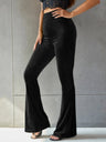 High-waisted Flared Pants Velvet Piping Bell-bottoms Sports Everyday Trousers