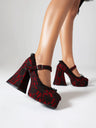 Platform Mary Jane Shoes With Strappy Soles And Lace Details 6639