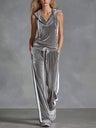 Sleeveless Sporty Casual Comfortable Hooded Velvet Two-Piece Set