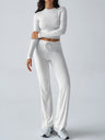 Casual Sporty Slim-fit Long-sleeved Top And Drawstring Trousers Two-piece Set