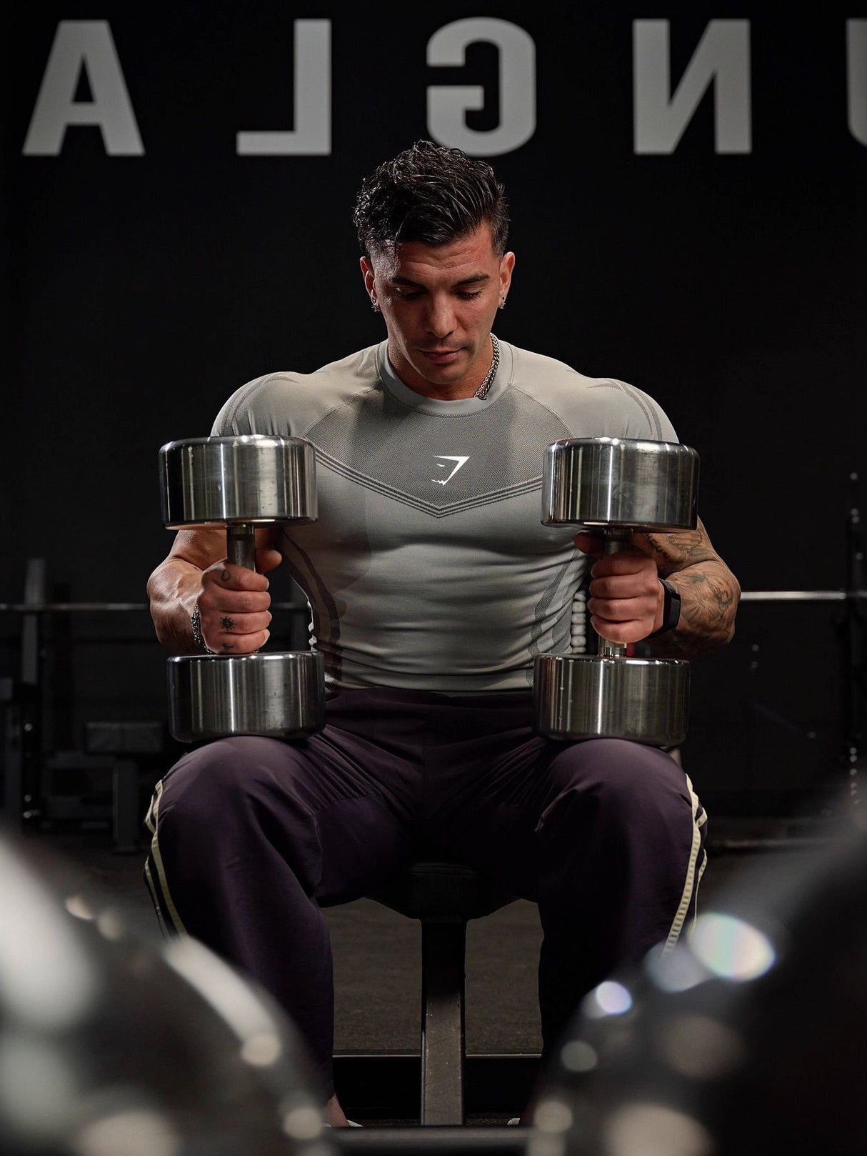 GYMSHARK Tight Fitness Quick-drying T-shirts