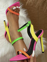 Colorful Color-blocked Pointed-toe Stiletto Sandals