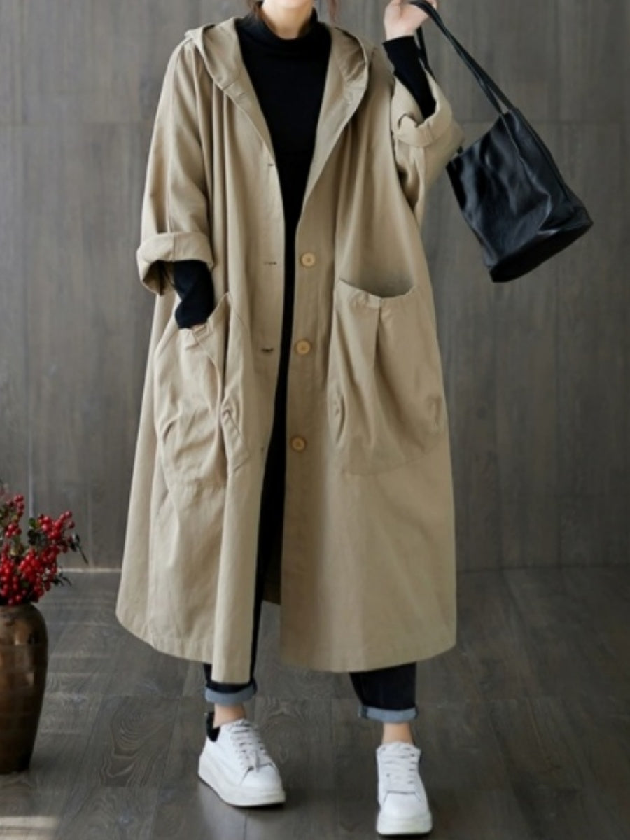 Oversized Hooded Trench Coat