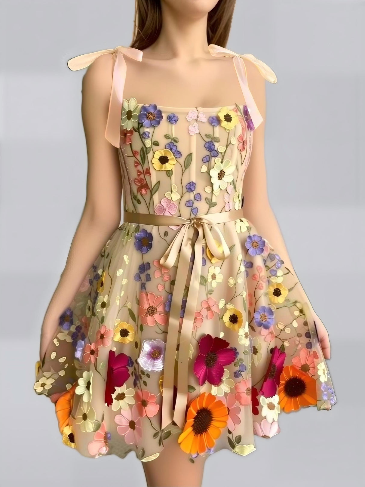 3D Floral Embroidered Bodycon Mini&Short Dresses