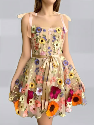 3D Floral Embroidered Bodycon Mini&Short Dresses